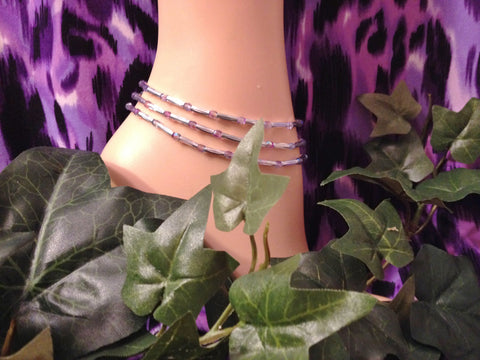 Alexandrite Stretch Ankle Bracelet - June Birthstone - Set of 3 - Petite to Plus Sizes
