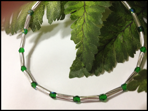 Emerald Green Stretch Ankle Bracelet - May Birthstone - Petite to Plus Sizes