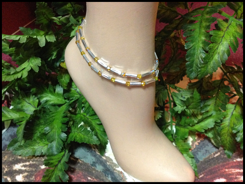 Topaz Stretch Ankle Bracelet - November Birthstone - Set of 2 - Petite to Plus Sizes