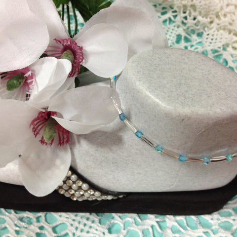 Aquamarine Stretch Ankle Bracelet - March Birthstone - Petite to Plus Sizes