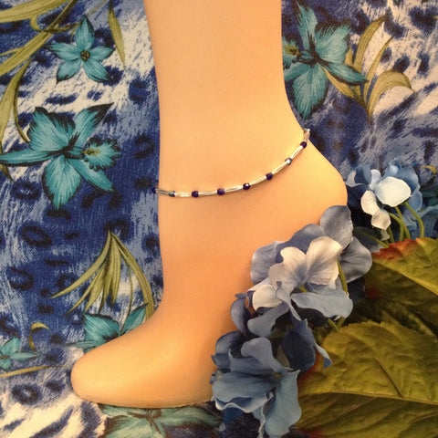 Sapphire Stretch Ankle Bracelet - September Birthstone - Petite to Plus Sizes